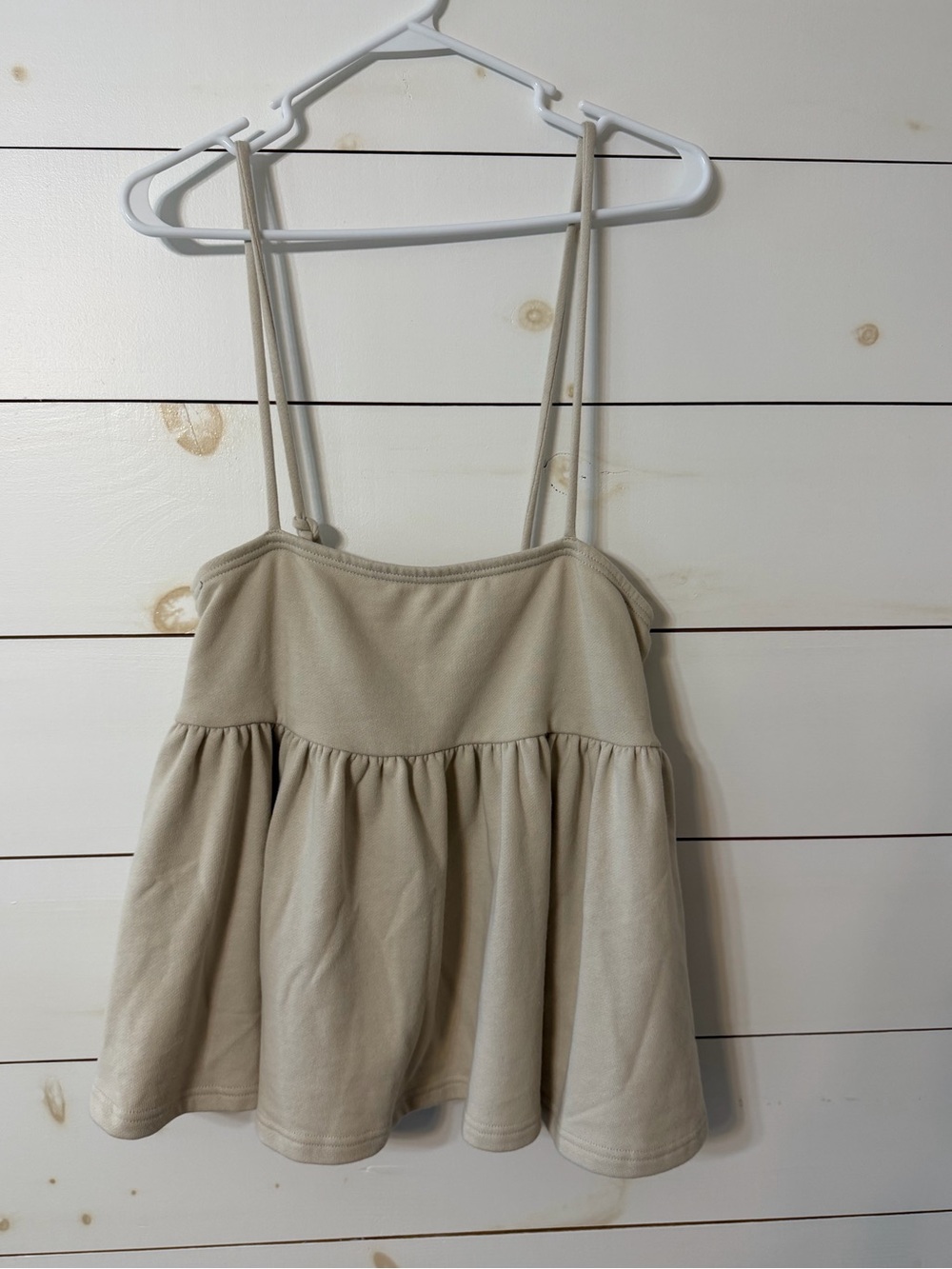 Free People Free-est Beige Peplum Tank with self tying straps Size M NWT